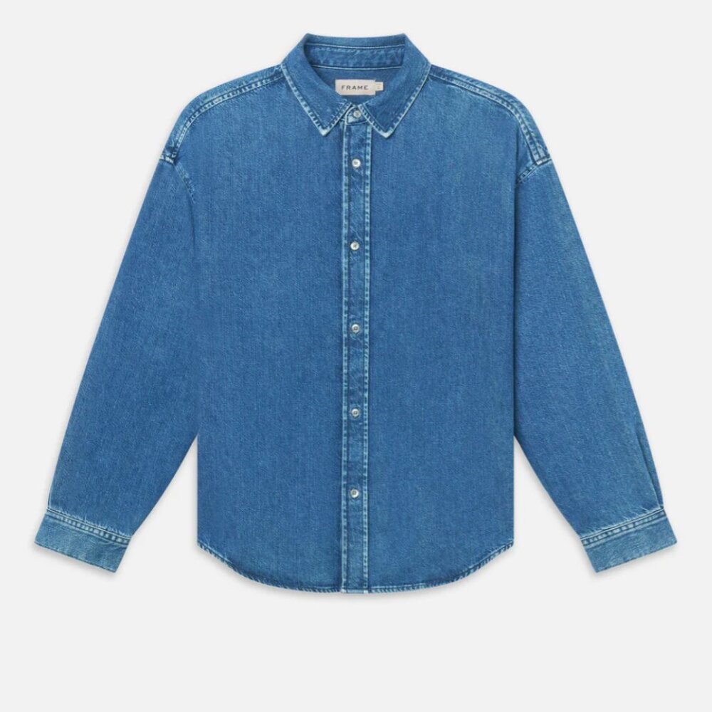 FRAME Button Down Relaxed Denim Shirt - like new, worn only twice